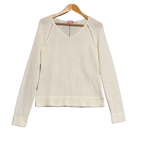 Lilly Pulitzer Sweaters - Lilly Pulitzer Sweater M Open Knit Pointelle Coastal Grandmother Resortwear Boho